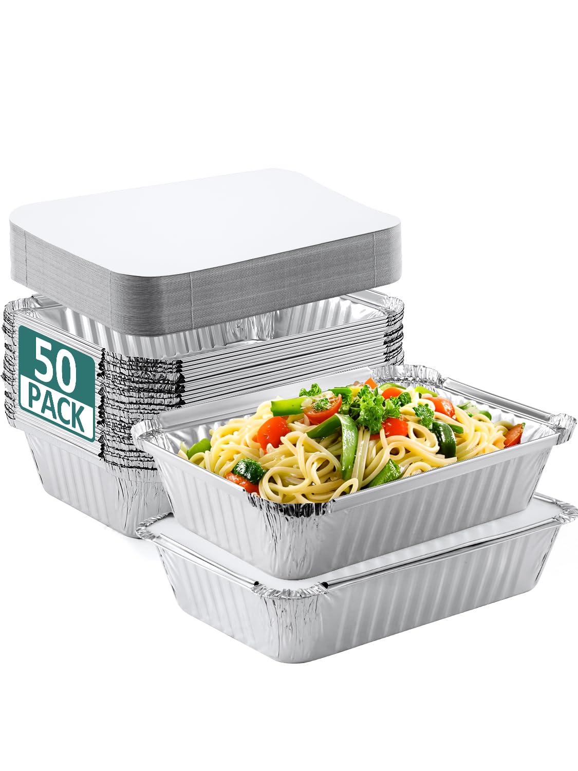 NEEBAKE 8x6 disposable aluminum pans with lids for easy meal prep and portability