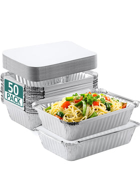 NEEBAKE 8x6 disposable aluminum pans with lids for easy meal prep and portability