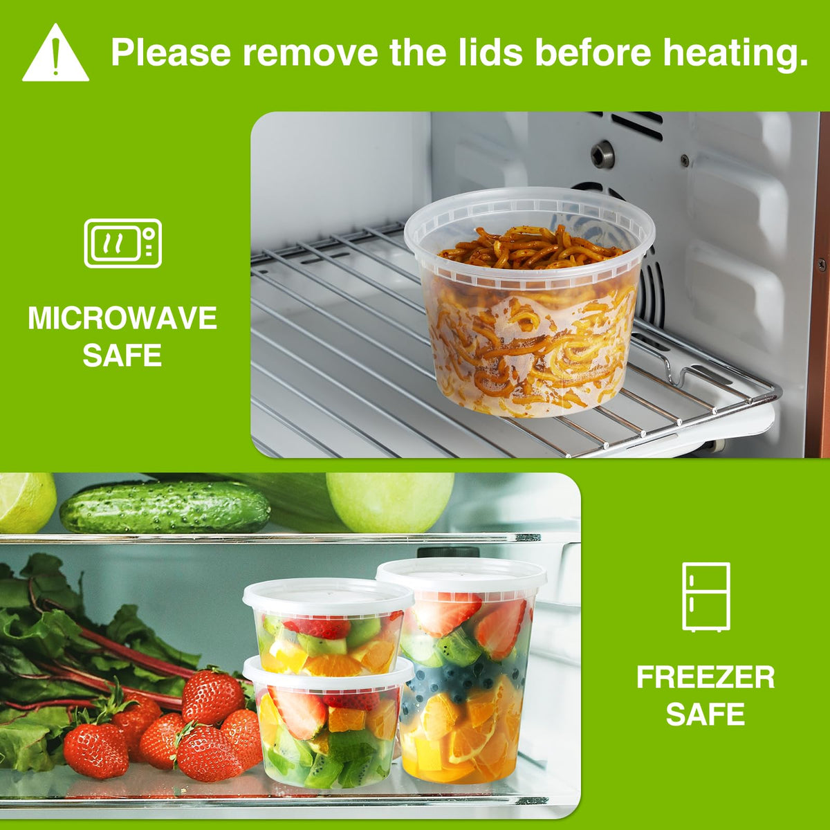 NEEBAKE deli containers 32oz meal-prep for reheating leftovers.