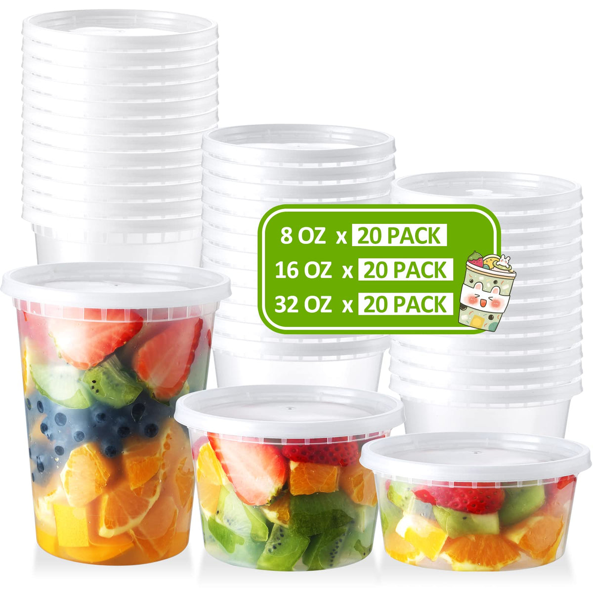 NEEBAKE deli containers 8oz with lid for secure, portable meals.