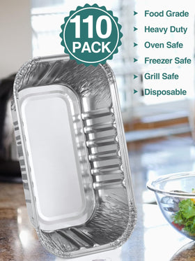 NEEBAKE disposable foil pans with lids simplify serving at parties or meals.