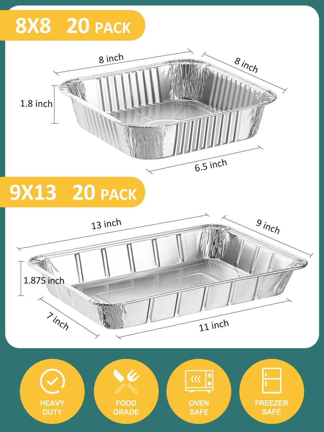 NEEBAKE large 9x13 aluminum pans ideal for roasting and baking big dishes
