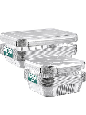 NEEBAKE large 9x13 foil pan with lid for easy meal prep and serving.