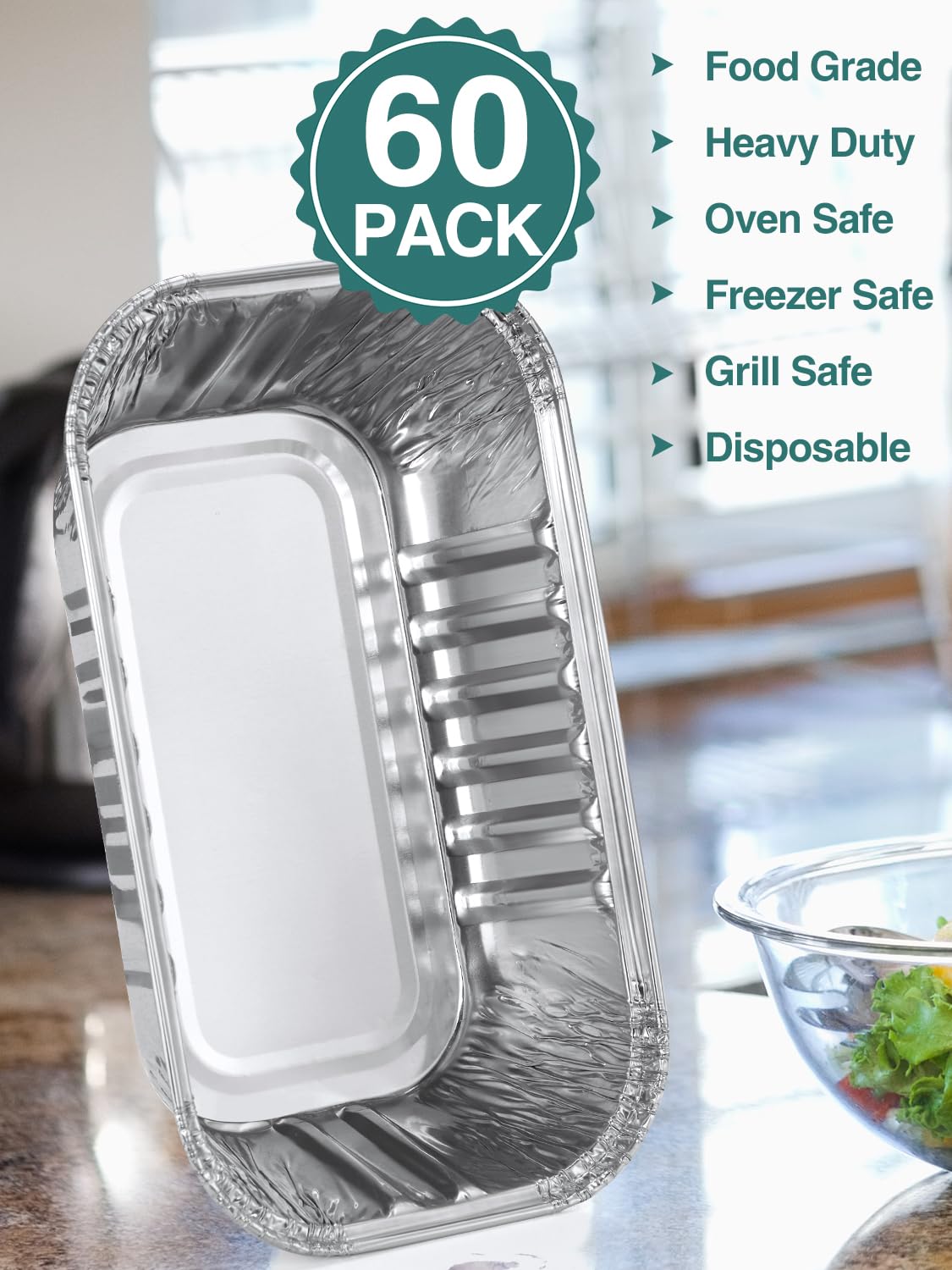 NEEBAKE oven-safe and freezer-safe foil pans for versatile cooking.