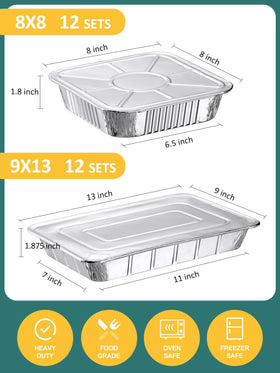 NEEBAKE small 8x8 foil pan with lid ideal for individual portions and leftovers.
