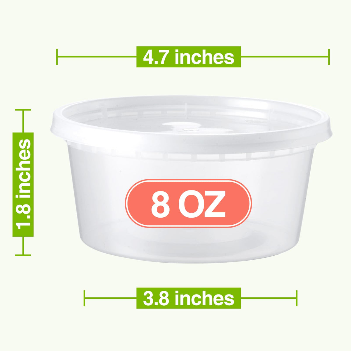 NEEBAKE 8 oz soup storage container in matte clear finish for easy content identification.