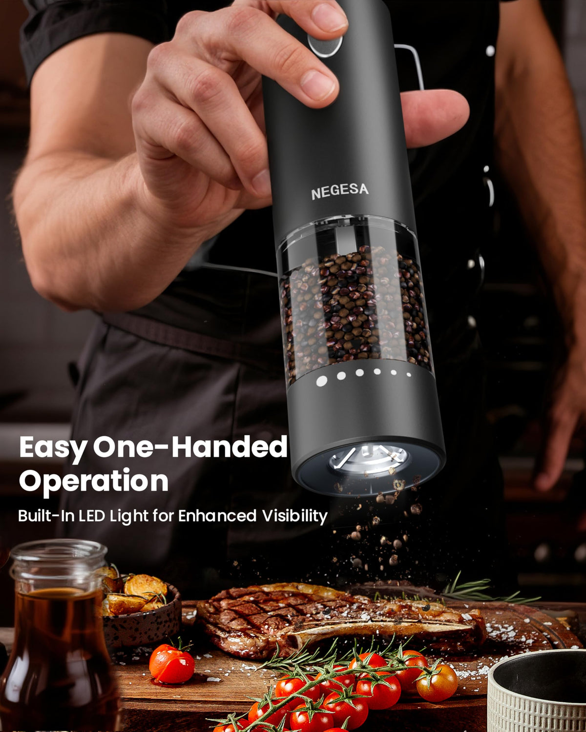 NEGESA 70ml capacity reduces refills during everyday cooking and entertaining