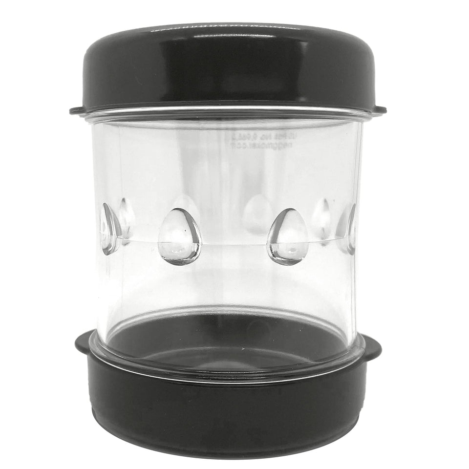 NEGG boiled egg peeler with black cap-assembly enables quick, mess-free prep.