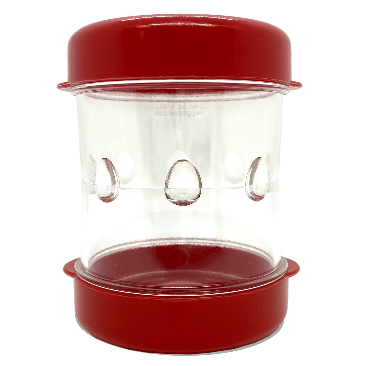 NEGG boiled egg peeler red with top cap enables quick shell removal