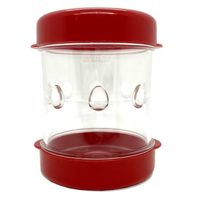 NEGG boiled egg peeler red with top cap enables quick shell removal