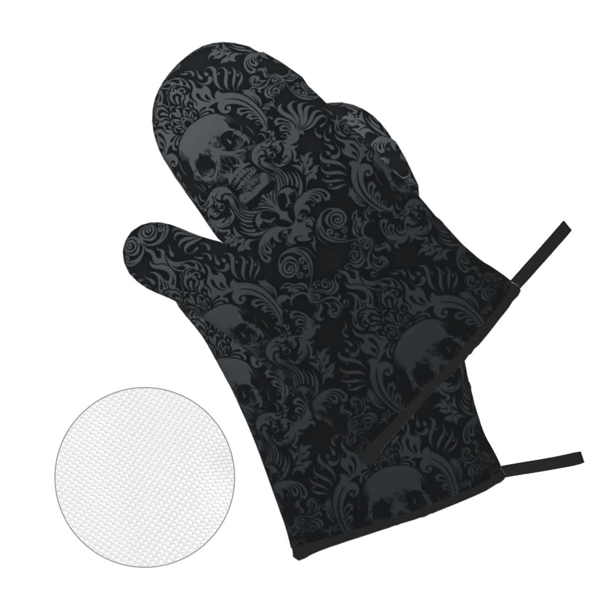 NELife Skull Damask Pot Holders with non-slip grip for secure handling of pots and trays.