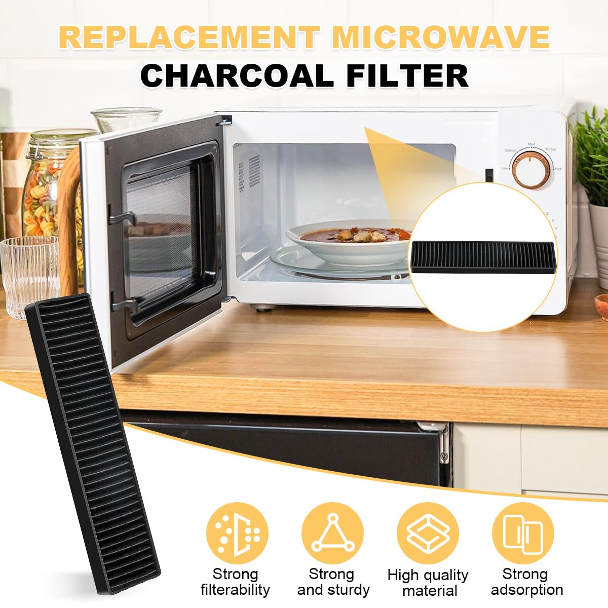 NelsMich activated-carbon filter helps reduce cooking odors in busy kitchens.