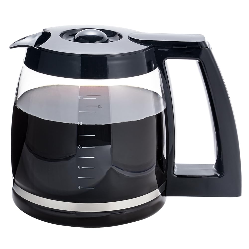 NelsMich DGB-400 glass carafe with clear measurements for 12-cup pots.