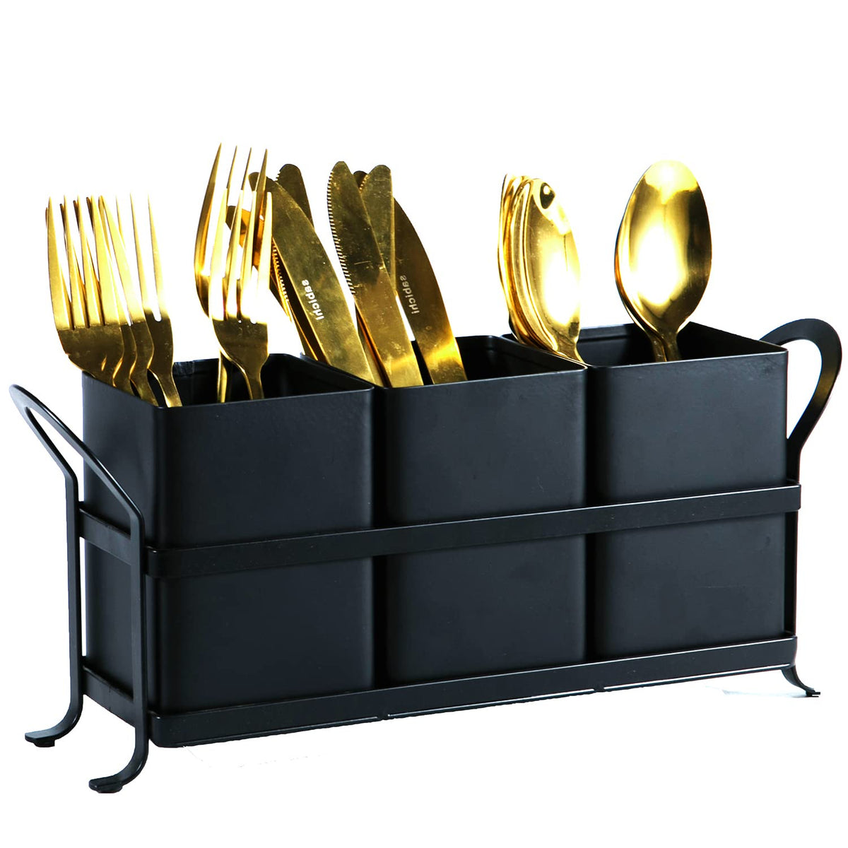 NelyBet flatware caddy with three compartments for organized counter-top storage.