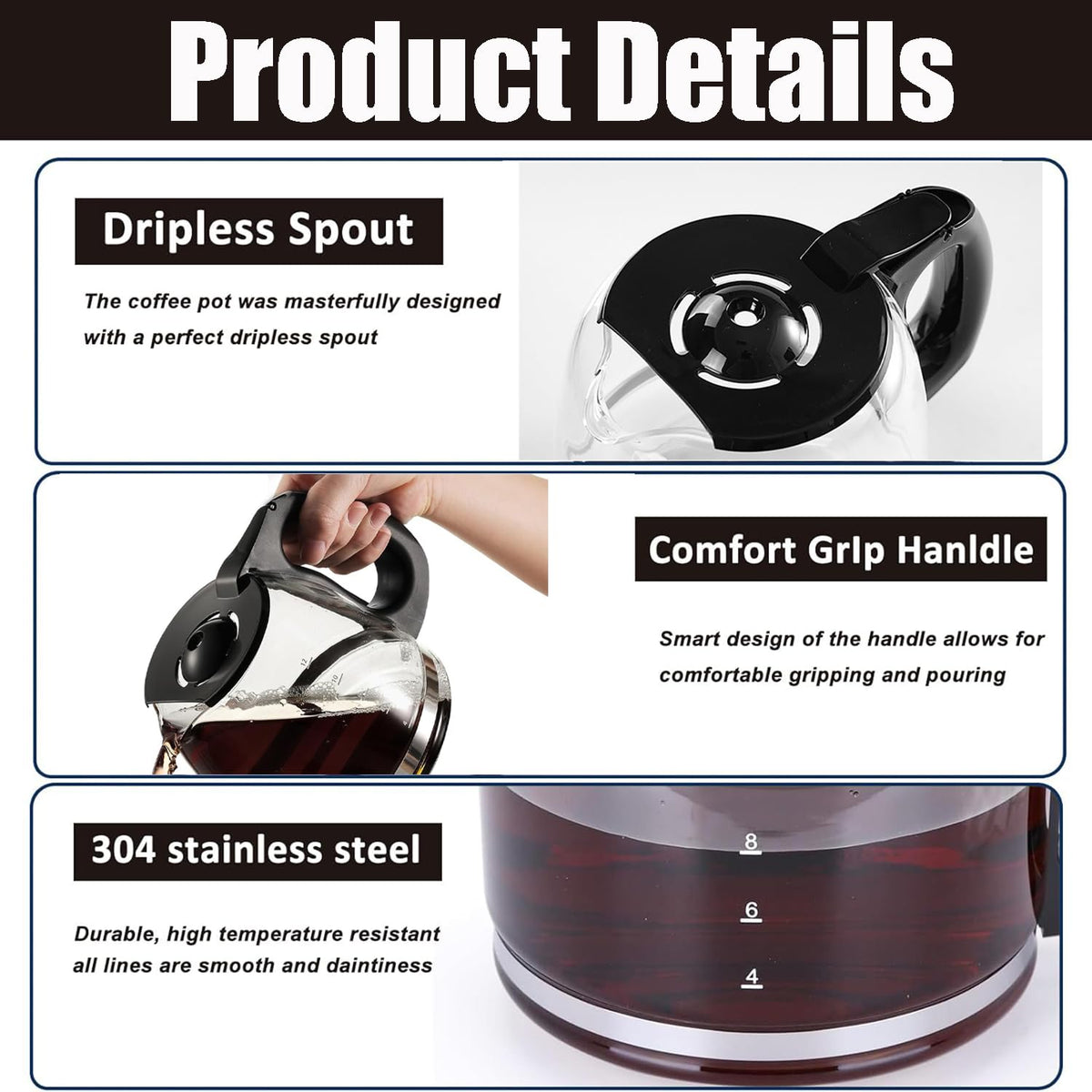 NEOAURR carafe lid with wide mouth for easy cleaning.