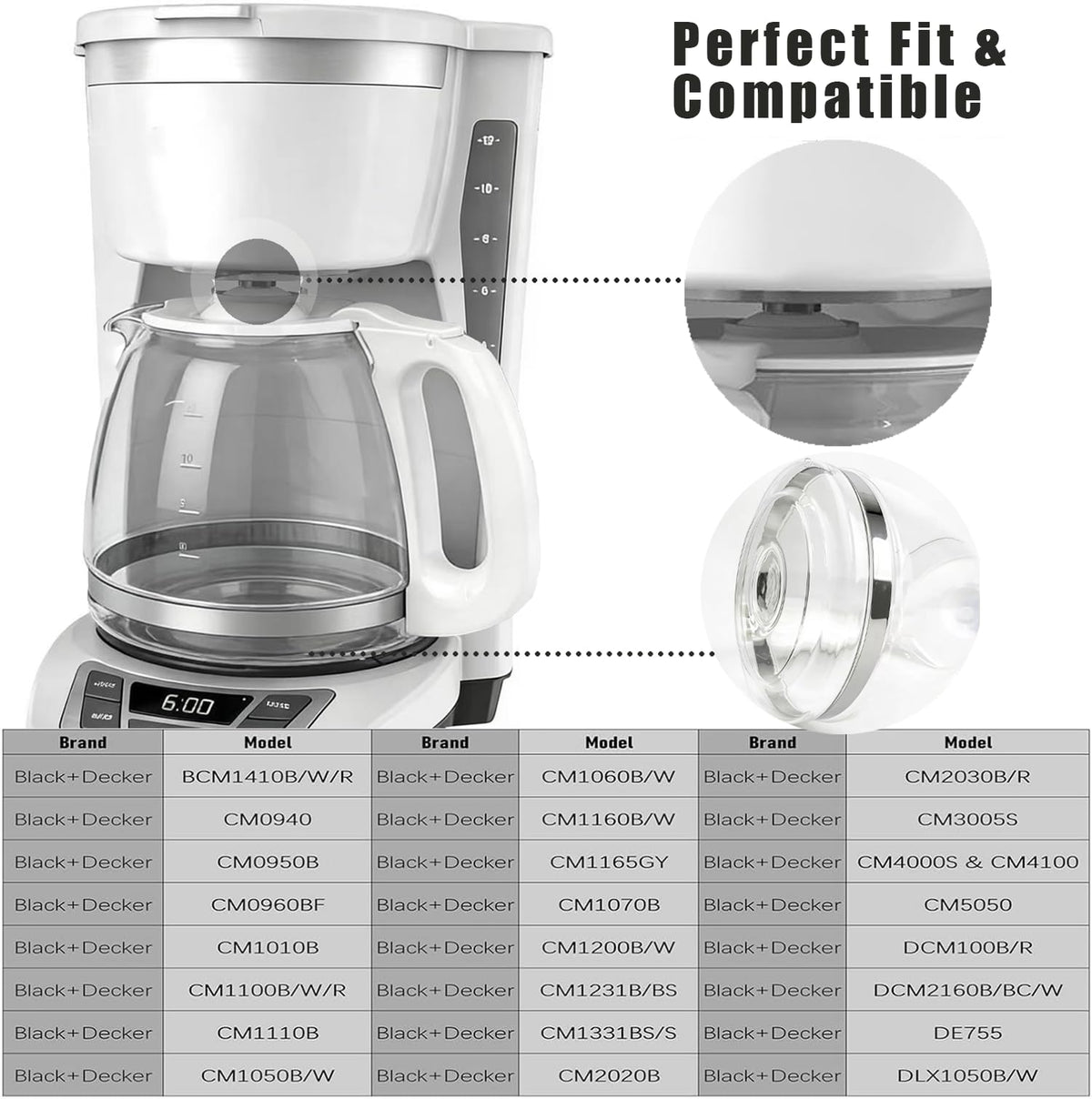 NEOAURR replacement carafe glass clear borosilicate with durable design