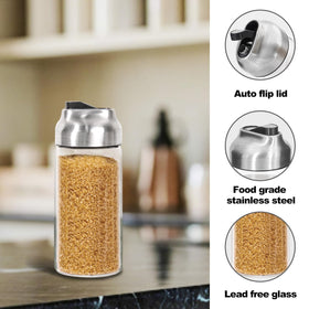 Neodaco glass dispenser with wide mouth for direct bag pouring