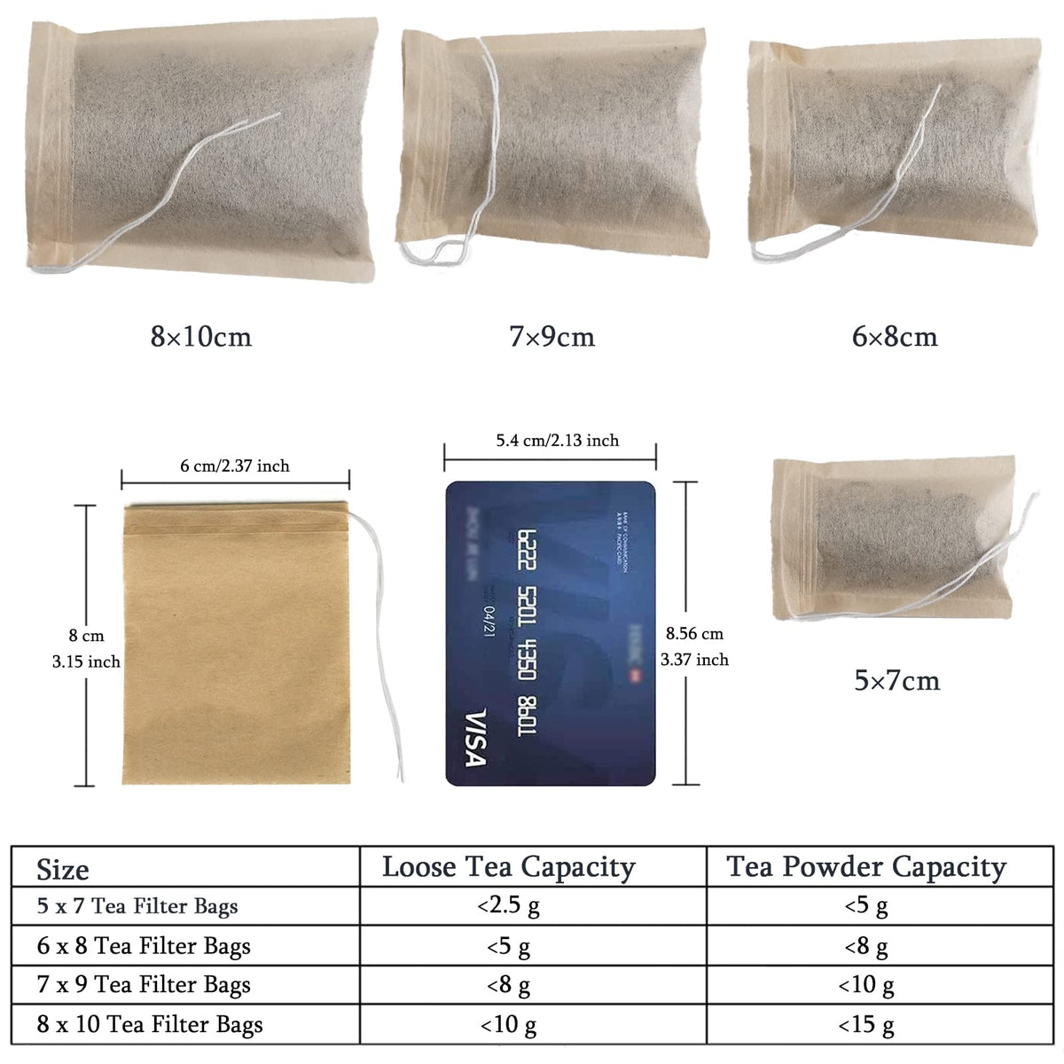 NEPAK empty tea bags 6x8 cm ready for loose leaf