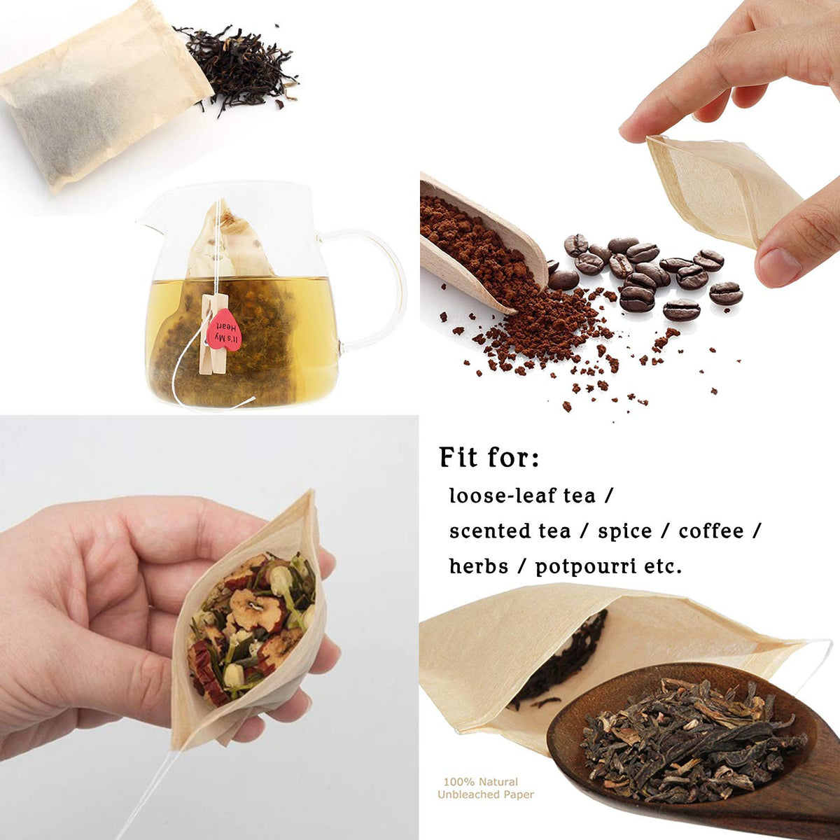 NEPAK natural-color tea bags filter bags for pure brews