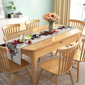 Nepnuser horse racing table runner adds rustic dining charm.