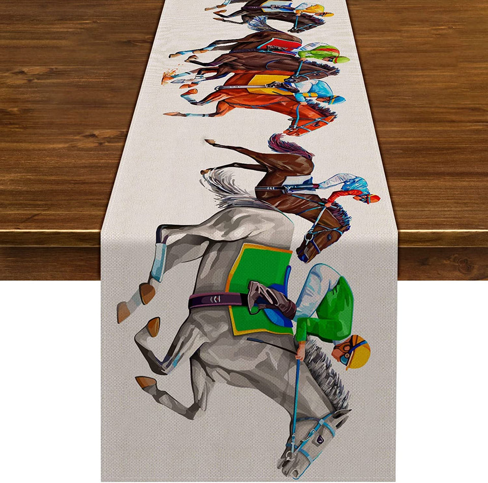 Nepnuser Kentucky table runner derby design enhances Derby party ambiance.