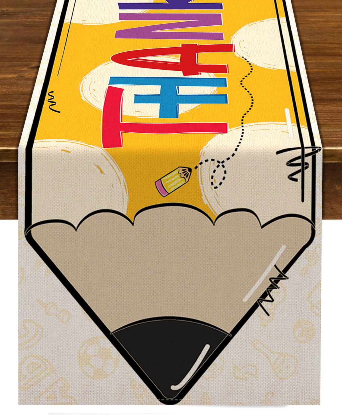 Nepnuser Thank You Teachers table runner in 13x72 inches for elegant classroom or home dining