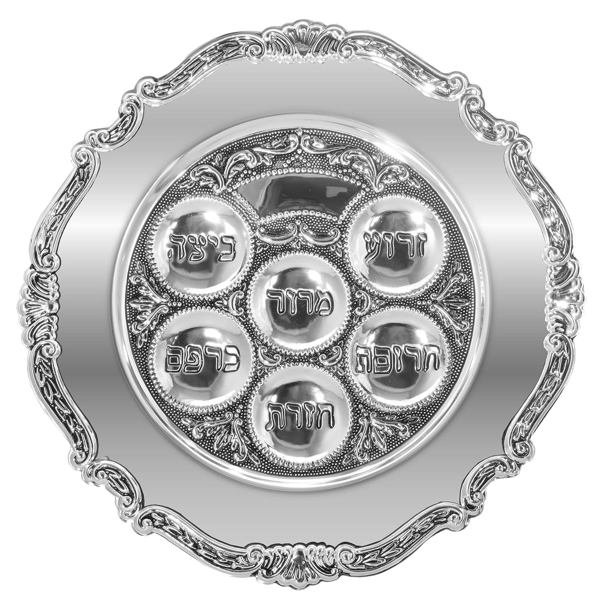 Ner Mitzvah Kiddush cup with foot and tray—silver finish for ceremonial moments