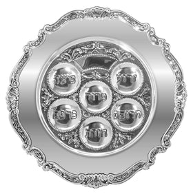 Ner Mitzvah Kiddush cup with foot and tray—silver finish for ceremonial moments