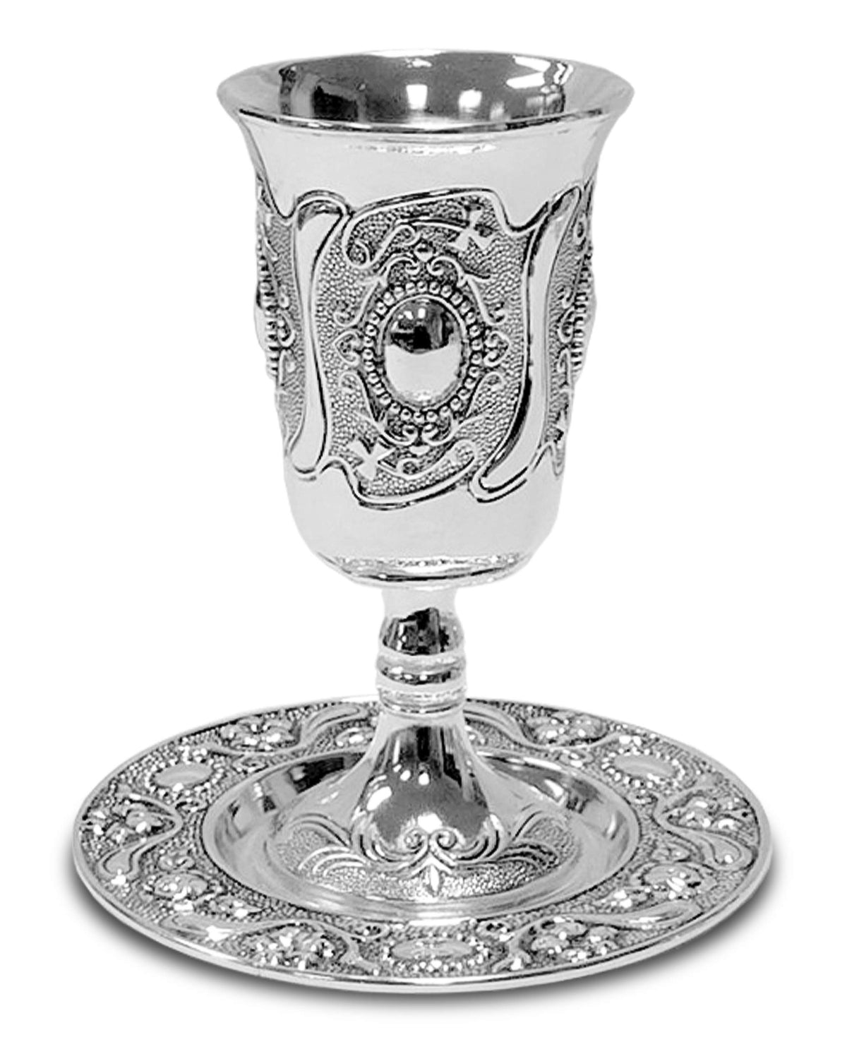 Ner Mitzvah Kiddush cup with tray, pairs beautifully on Shabbos table