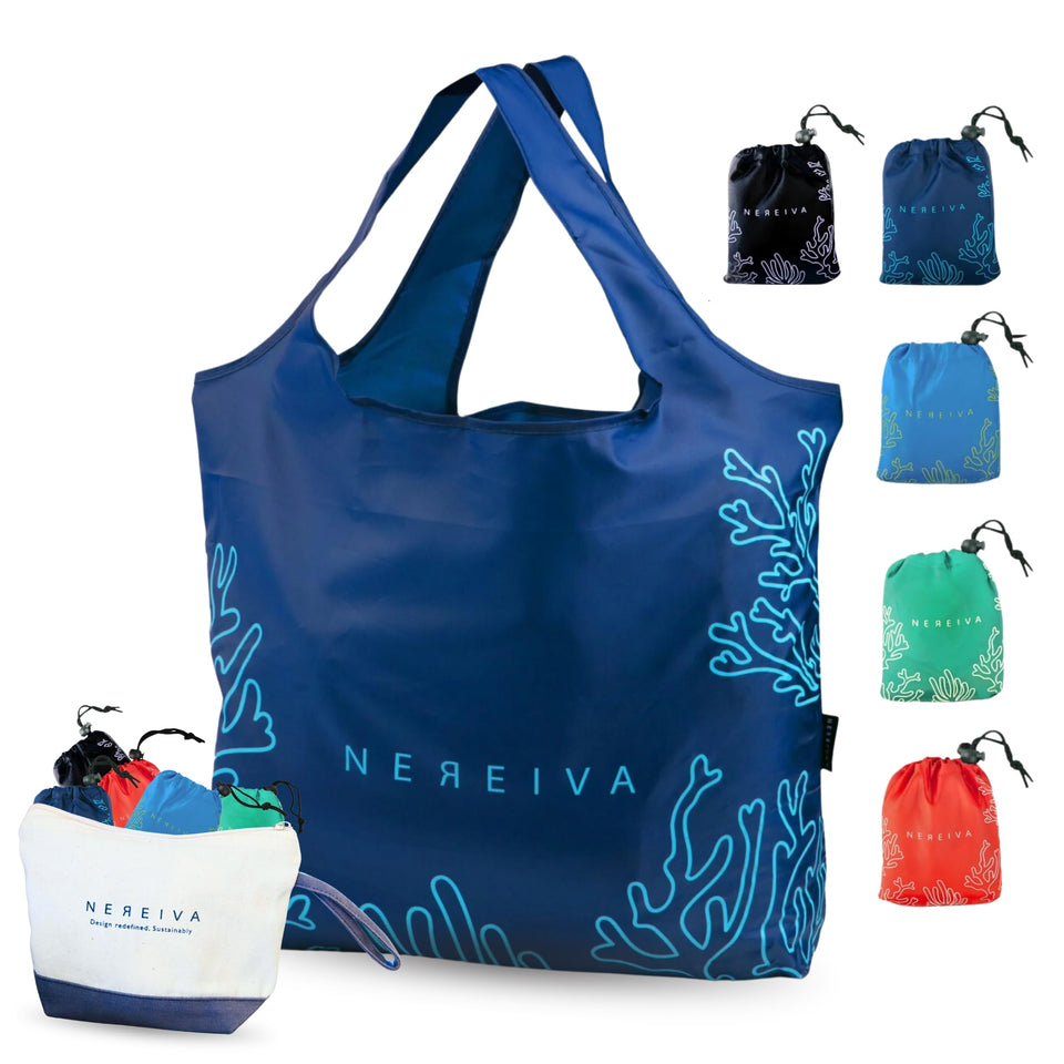 Nereiva foldable bags with carry pouch are perfect for quick grocery trips.