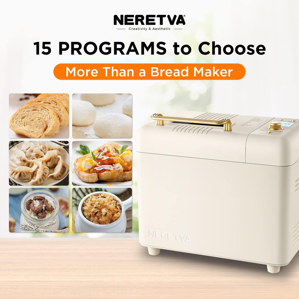Neretva bread machine control panel close-up showing quick program selection