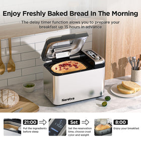 Neretva 15-hour timer lets fresh bread bake on your schedule.