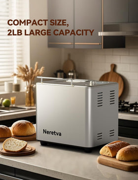 Neretva bread maker 15-hour delay timer for scheduling fresh bread.