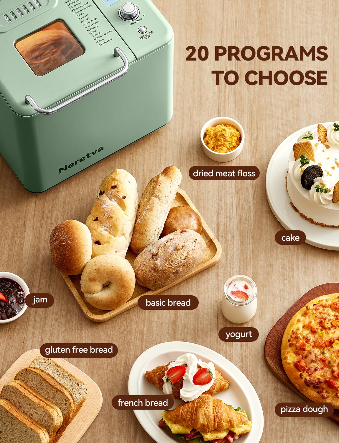 Neretva bread maker 2lb loaf capacity for family portions.