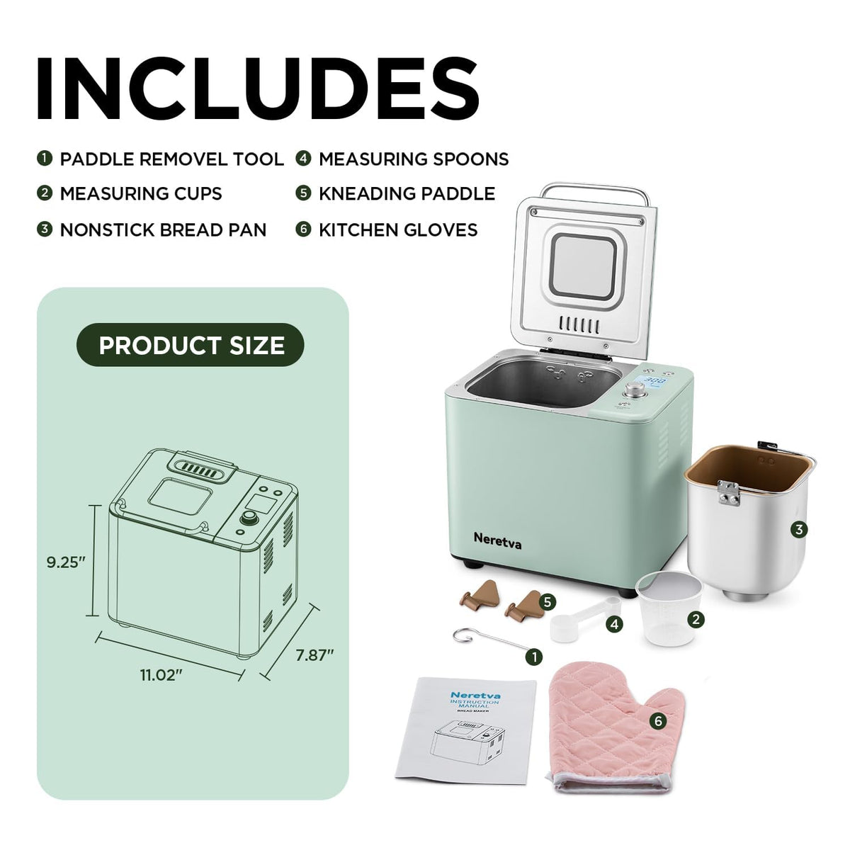 Neretva included accessories for convenient baking and measuring.