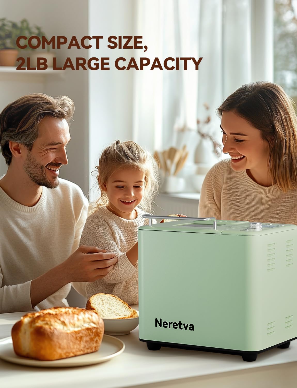 Neretva preset functions simplify baking a variety of breads and doughs.