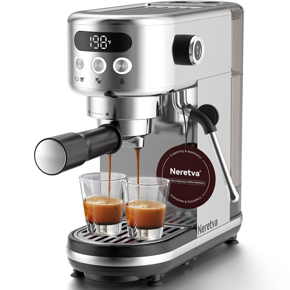 Neretva Espresso Machine front view for a compact home setup.