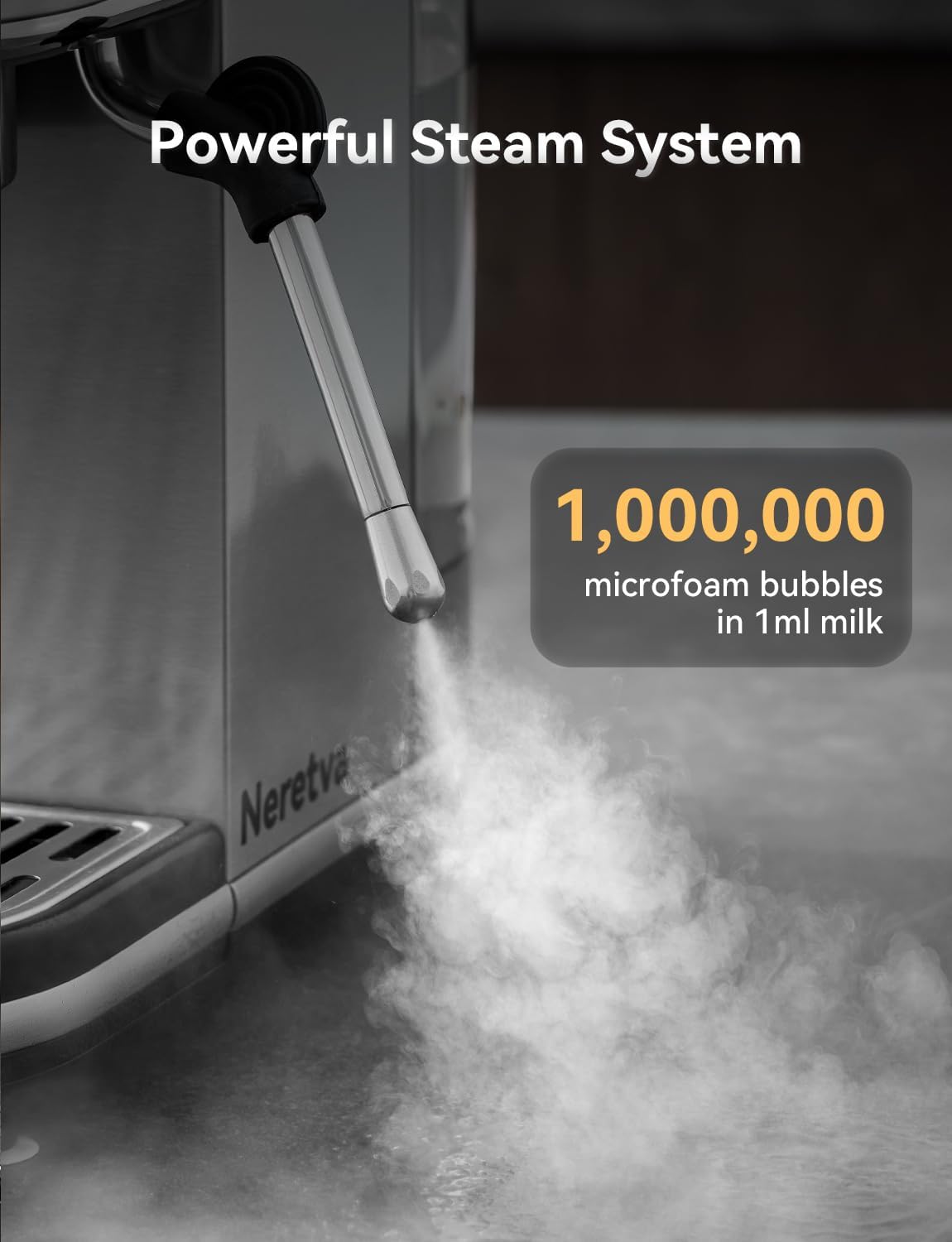 Neretva Espresso Machine LED display for precise control during brewing.