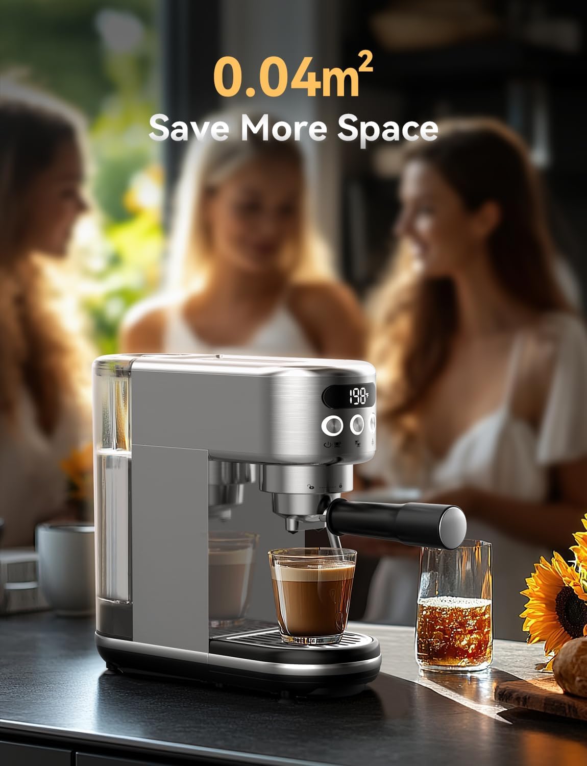 Neretva Espresso Machine stainless steel body ensures durability and easy cleaning.