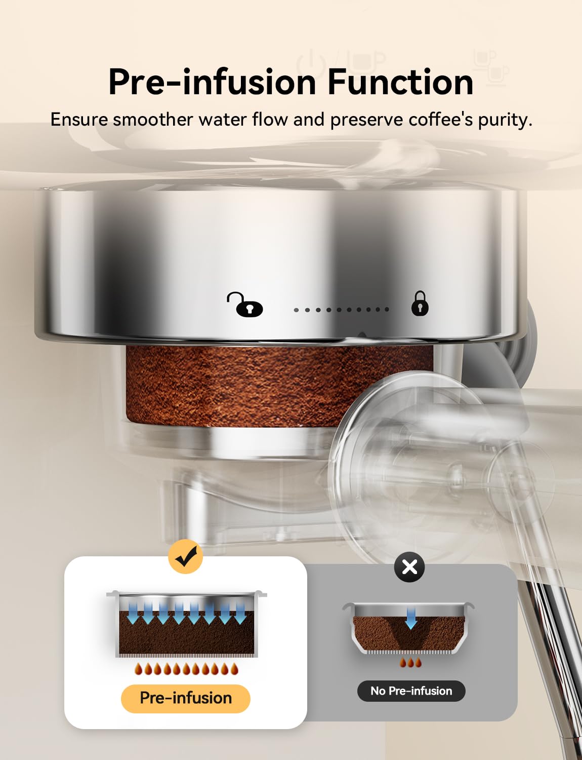 Neretva steam wand enabling creamy milk foam for lattes and cappuccinos.