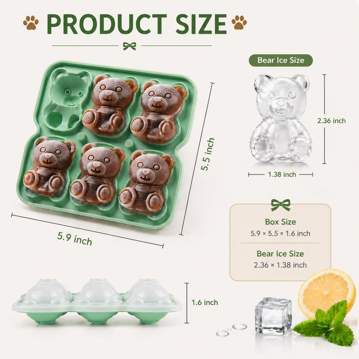 Nerien 3D teddy bear mold enhances drinks with playful ice