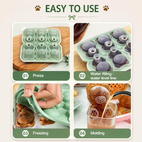 Nerien bear tray with lids prevents spills and freezer burn
