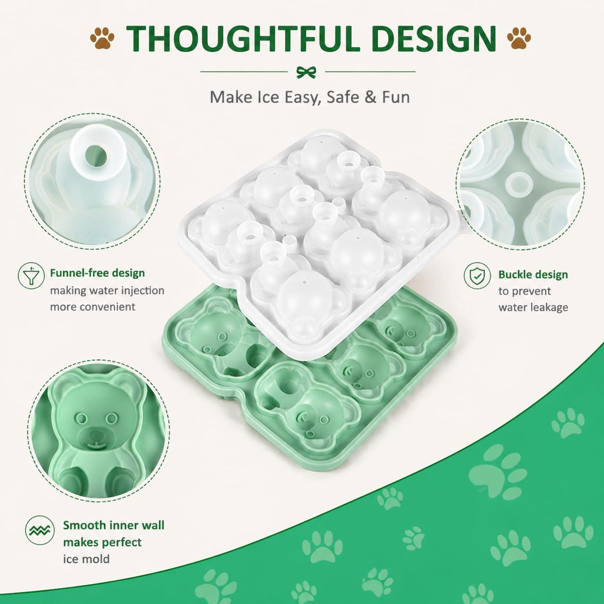 Nerien silicone bear mold is BPA-free and reusable for drinks