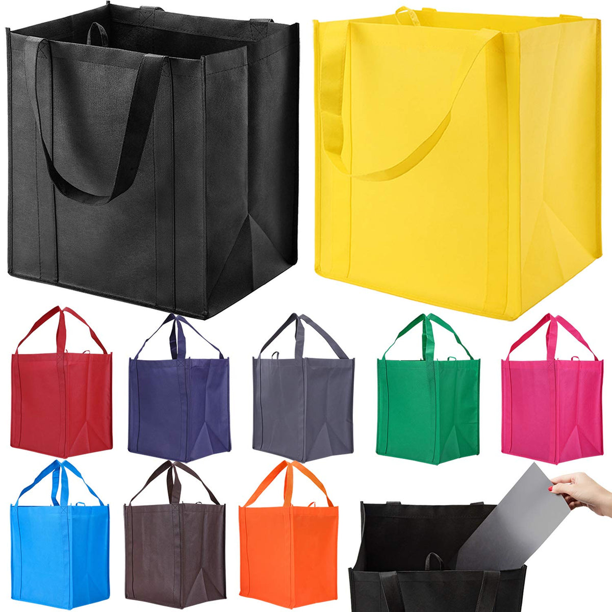 NERUB 10-pack reinforced-handle grocery bags for durable daily shopping.