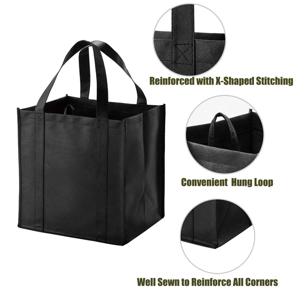 NERUB large 15x13x10 tote offers ample capacity for groceries.
