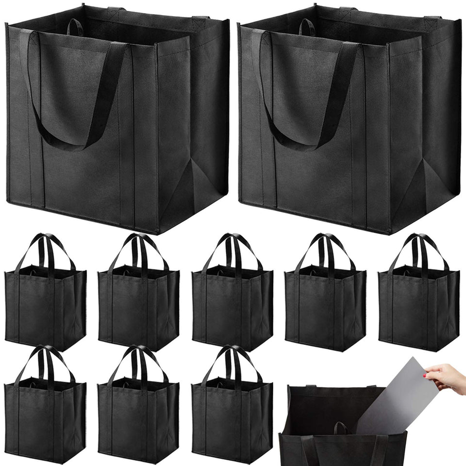 NERUB set of 10 reusable grocery bags with reinforced bottom for heavy loads.