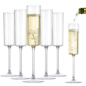 Nervure 24-pack clear 6 oz champagne flutes with square design for outdoor parties