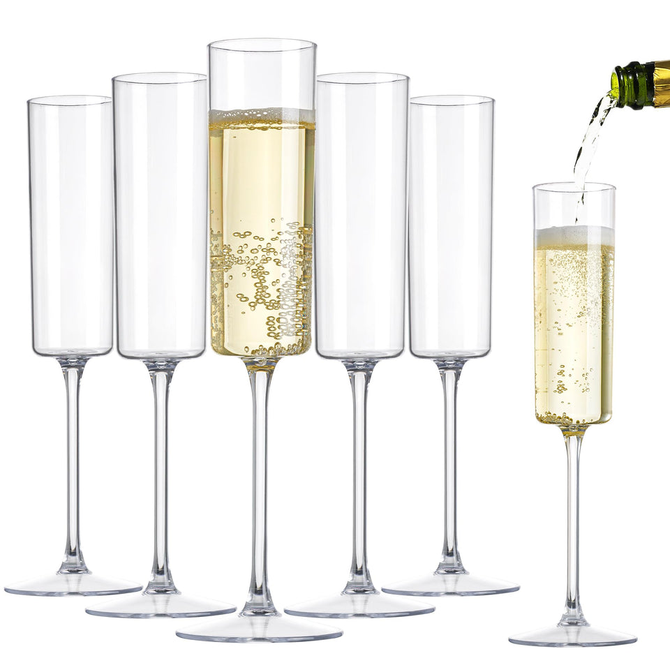 Nervure 24-pack clear 6 oz champagne flutes with square design for outdoor parties