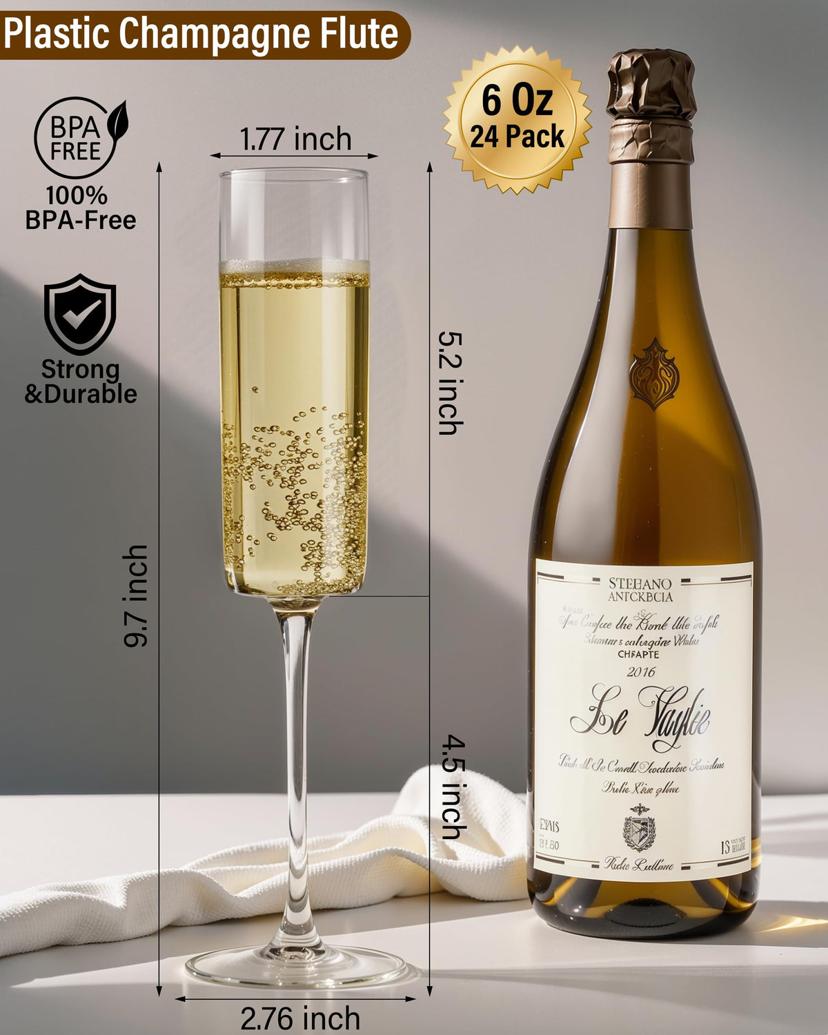Nervure square plastic toasting glasses for weddings and celebrations