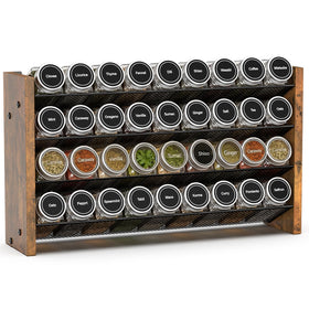 NESAPTO spice rack four-tier front view shows labels for quick access